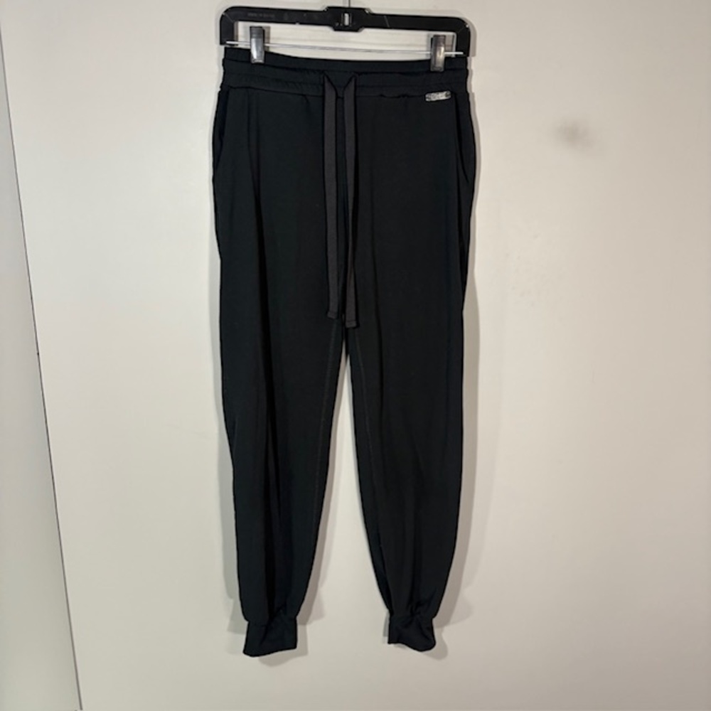 Bombshell Sportswear Jogger Pants Womens S Black Ruched Elastic Waist Stretch